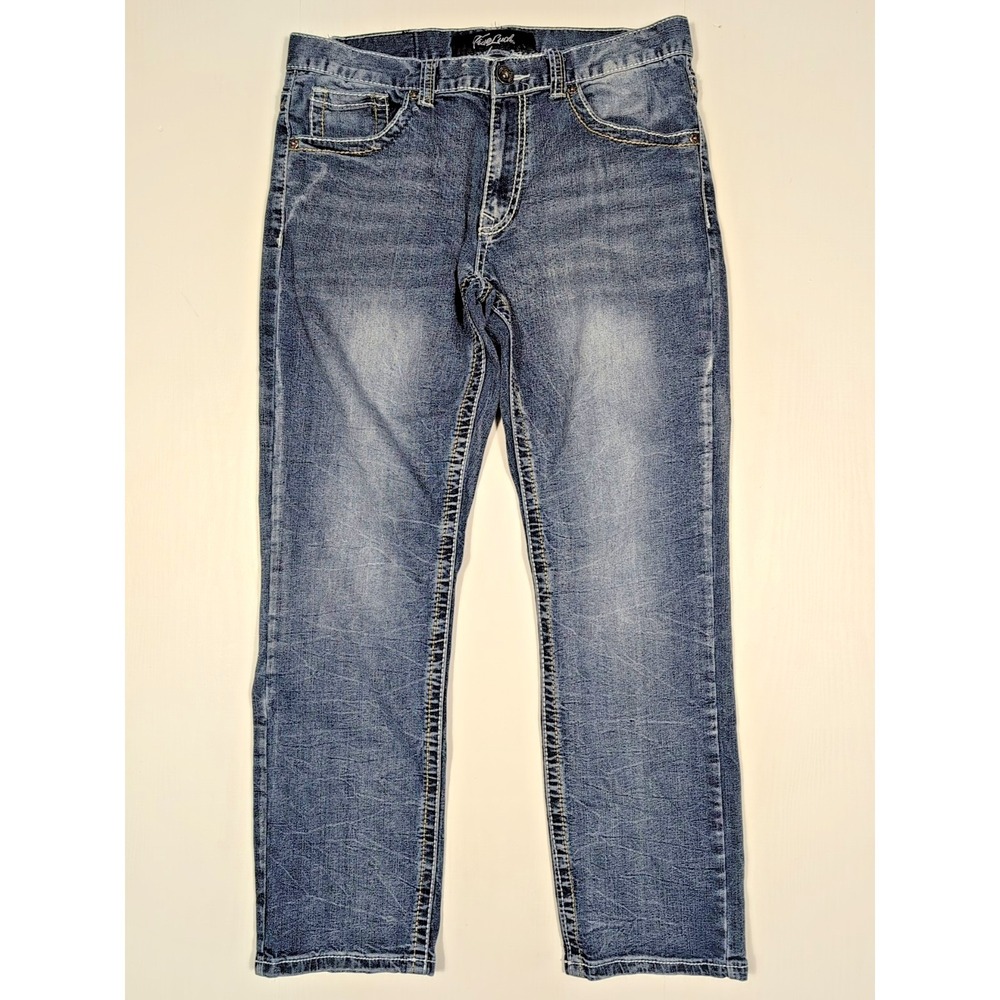 True Luck Men Bootcut Jeans 34x32 Blue Classic Fit Western Denim Pants - Picture 3 of 16